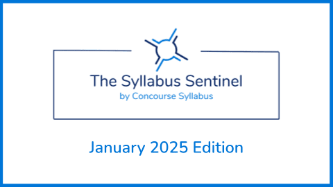 Image of the header of the Syllabus Sentinel by Concourse Syllabus, January 2025